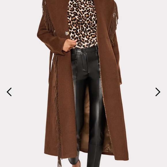 MILLY Wyatt Brown Wool Fringe Coat - Picture 3 of 7